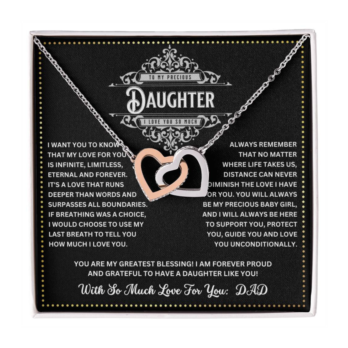 JGF Jewelry Gifts for Family Necklace For Daughter From Dad Interlocking Hearts