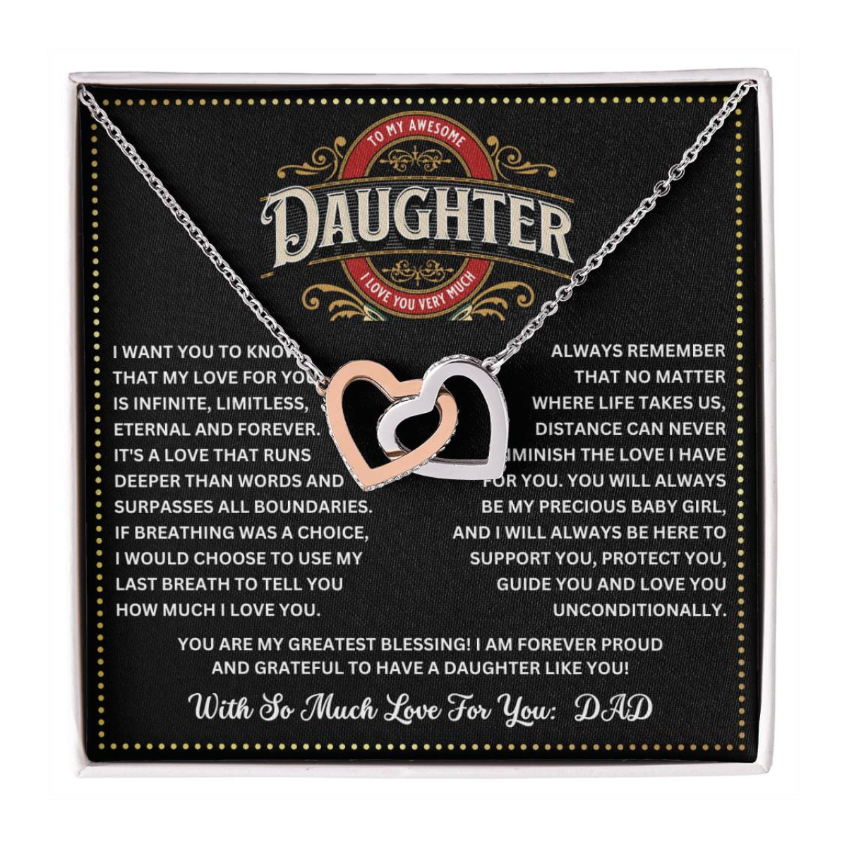 JGF Jewelry Gifts for Family Gifts For Grown Daughter From Parents Interlocking Hearts Necklace