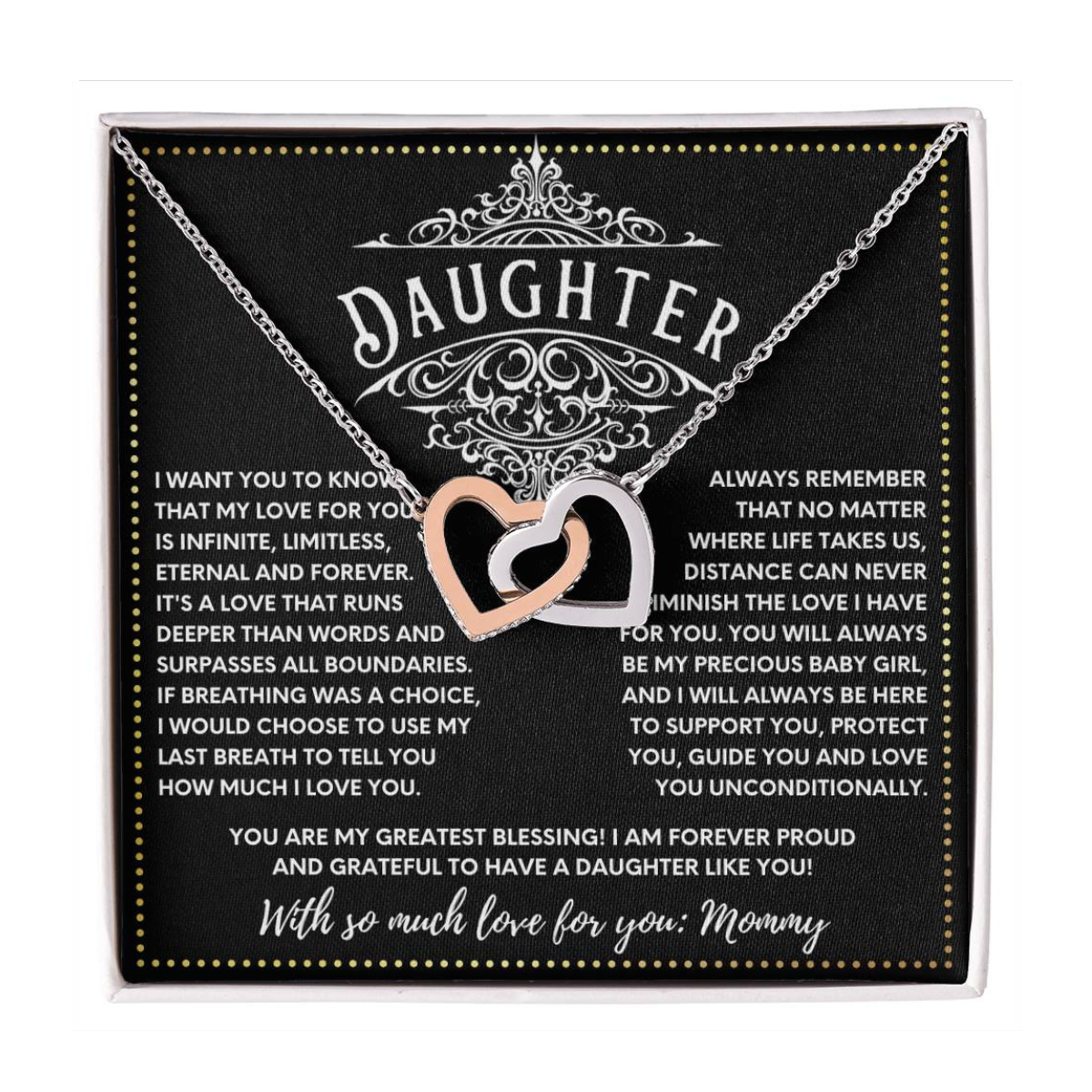 JGF Jewelry Gifts for Family 2 Two Hearts Connected Daughter Gifts From Mom On Wedding Day