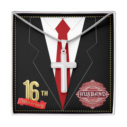 JGF Jewelry Gifts for Family 16th Wedding Anniversary For Him Husband Cross Necklace for Men