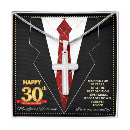 JGF Jewelry Gifts for Family Happy 30th Anniversary For Husband Cross Necklace For Men