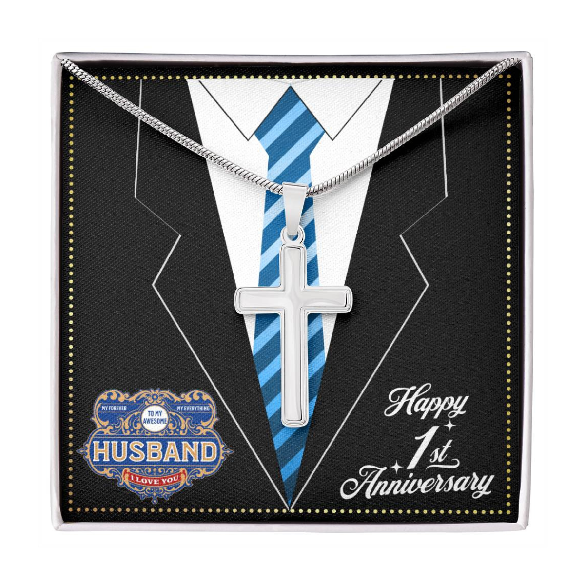 JGF Jewelry Gifts for Family 1 Year 1st Wedding Anniversary For Him Husband