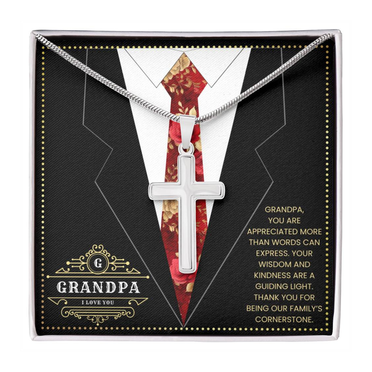 JGF Jewelry Gifts for Family Necklace For Grandpa And Me Birthday Card From Child