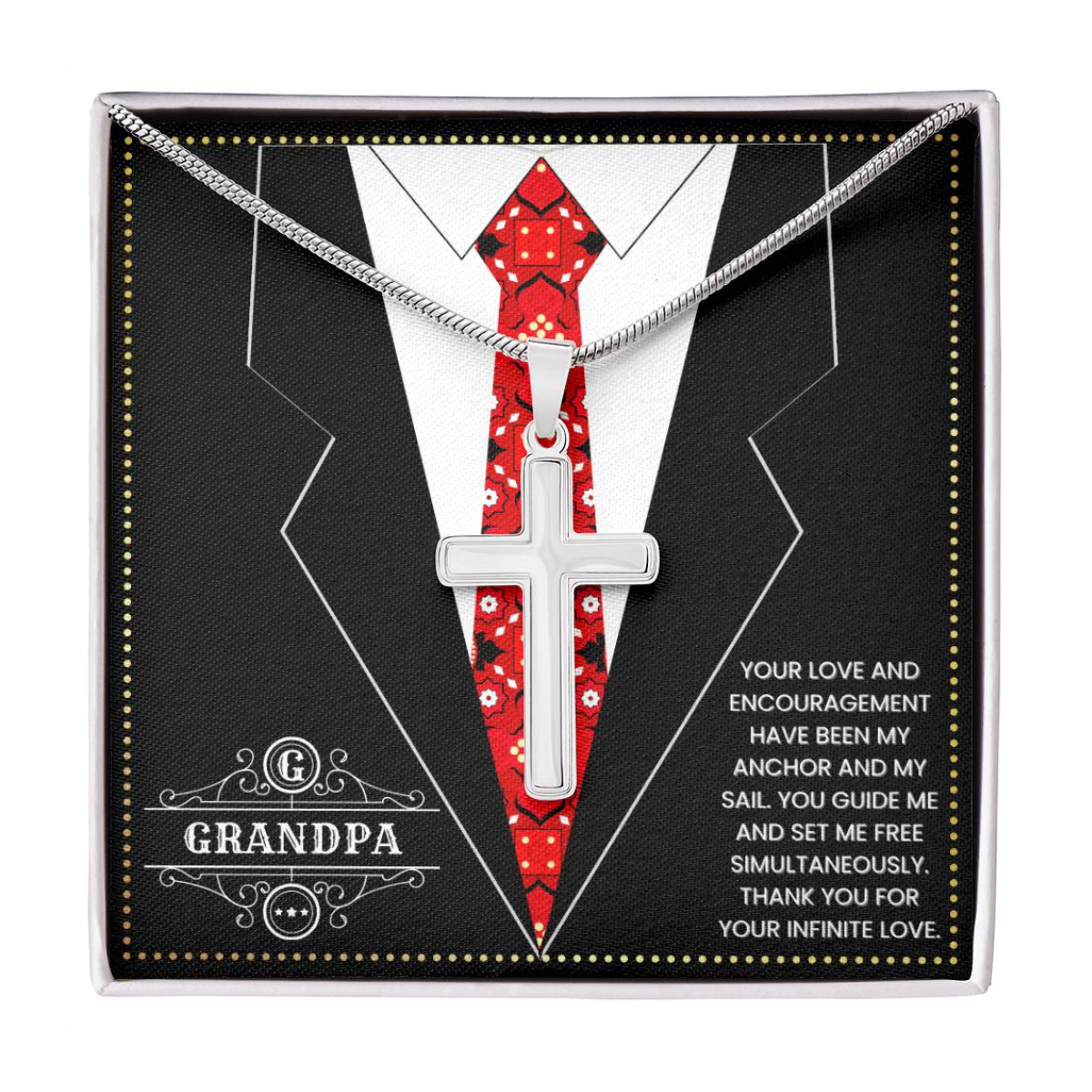 JGF Jewelry Gifts for Family I Love My Grandpa Cross Necklace For Grandparents