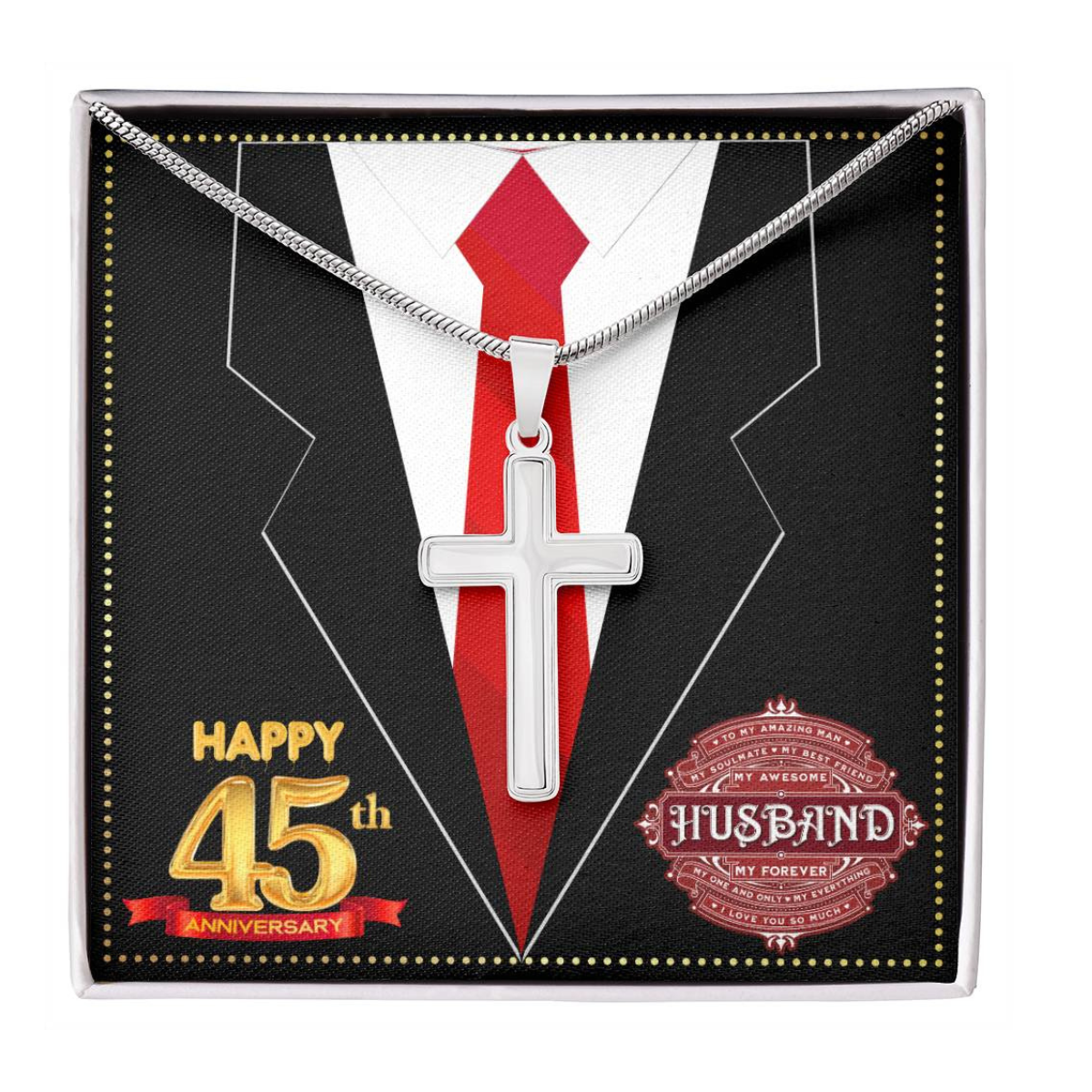 JGF Jewelry Gifts for Family 45th Anniversary Card For Men Him Husband