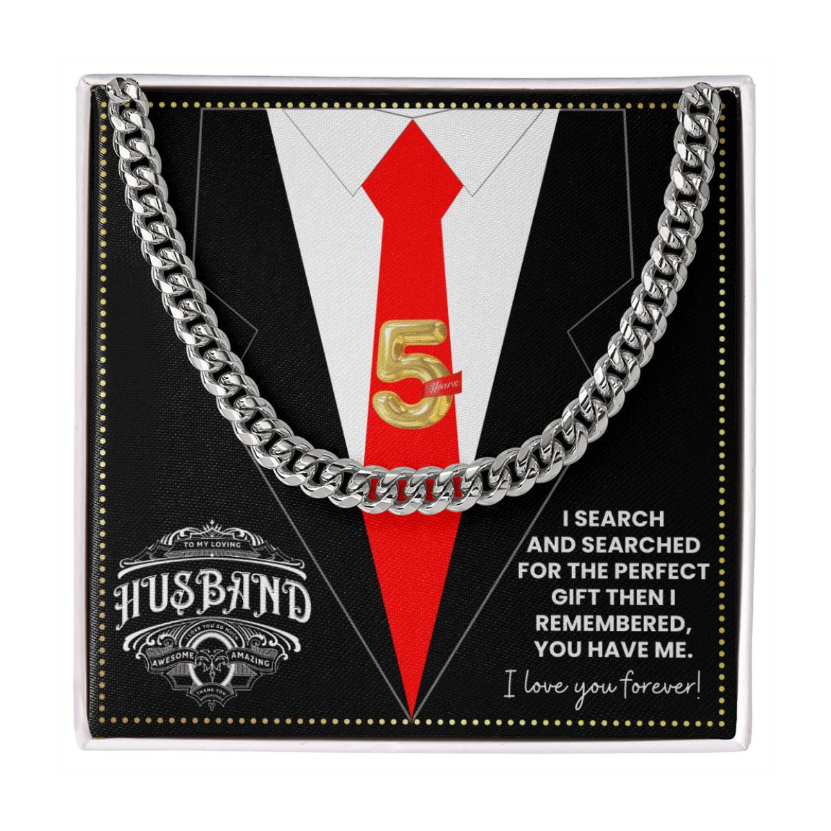 JGF Jewelry Gifts for Family 5th Fifth Anniversary For Husband Chain Necklace For Men