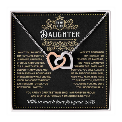 JGF Jewelry Gifts for Family Interlocking Heart Necklace For Daughter From Dad