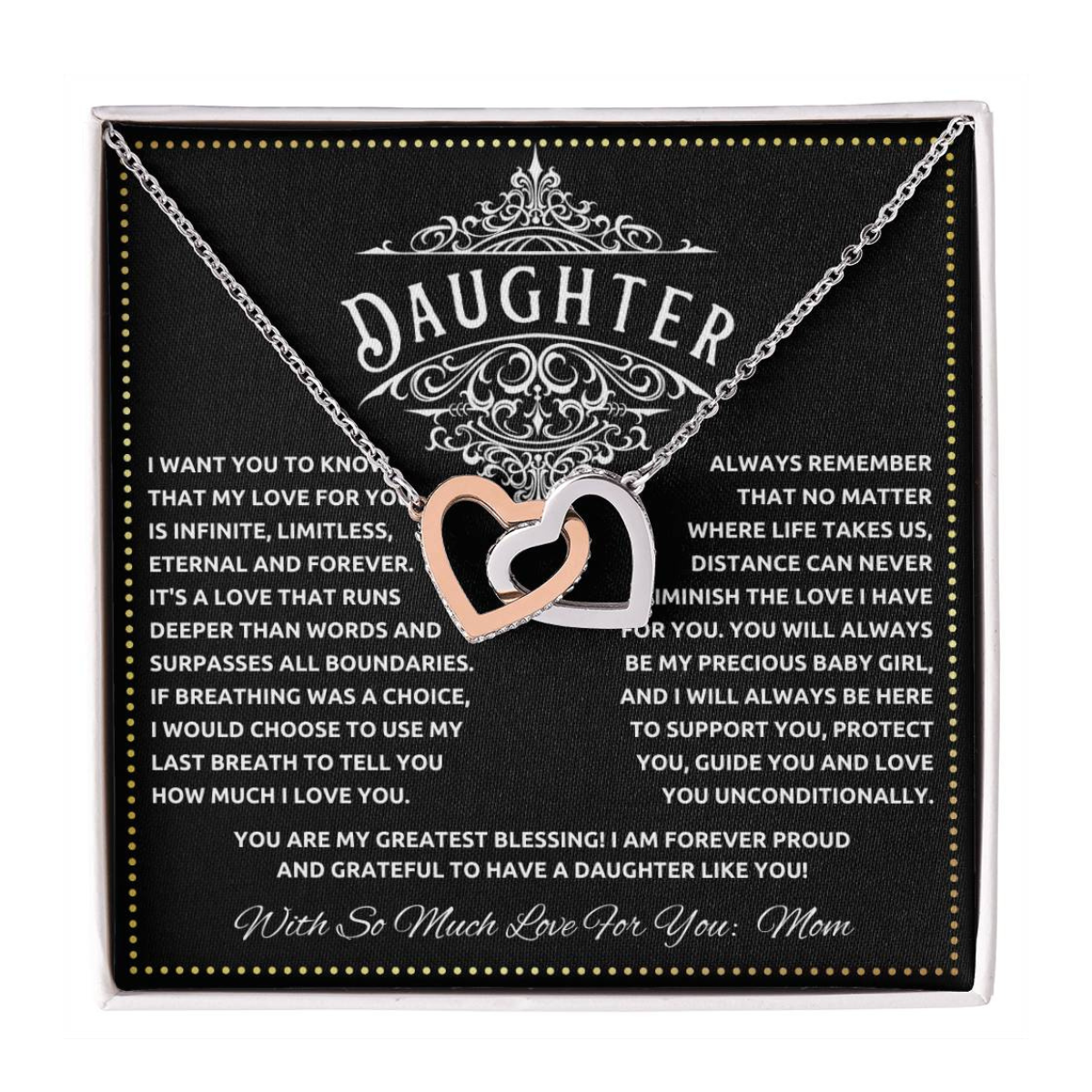 JGF Jewelry Gifts for Family To My Daughter Necklace From Mom Double Hearts