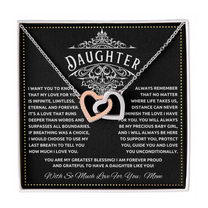 JGF Jewelry Gifts for Family To My Daughter Necklace From Mom Double Hearts
