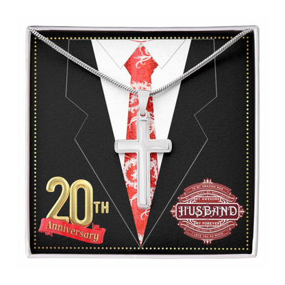JGF Jewelry Gifts for Family 20th Wedding Anniversary For Him Husband Cross Necklace for Men