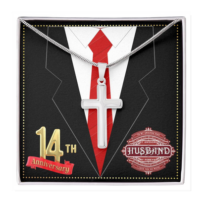 JGF Jewelry Gifts for Family 14th Wedding Anniversary For Him Husband Cross Necklace for Men