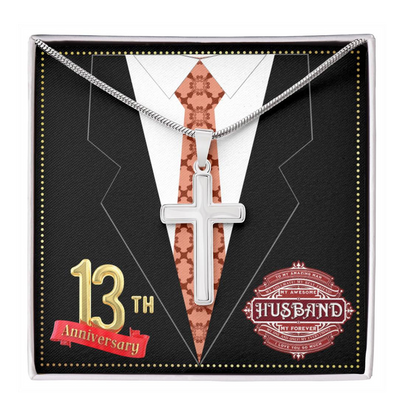 JGF Jewelry Gifts for Family 13th Wedding Anniversary For Him Husband Cross Necklace for Men