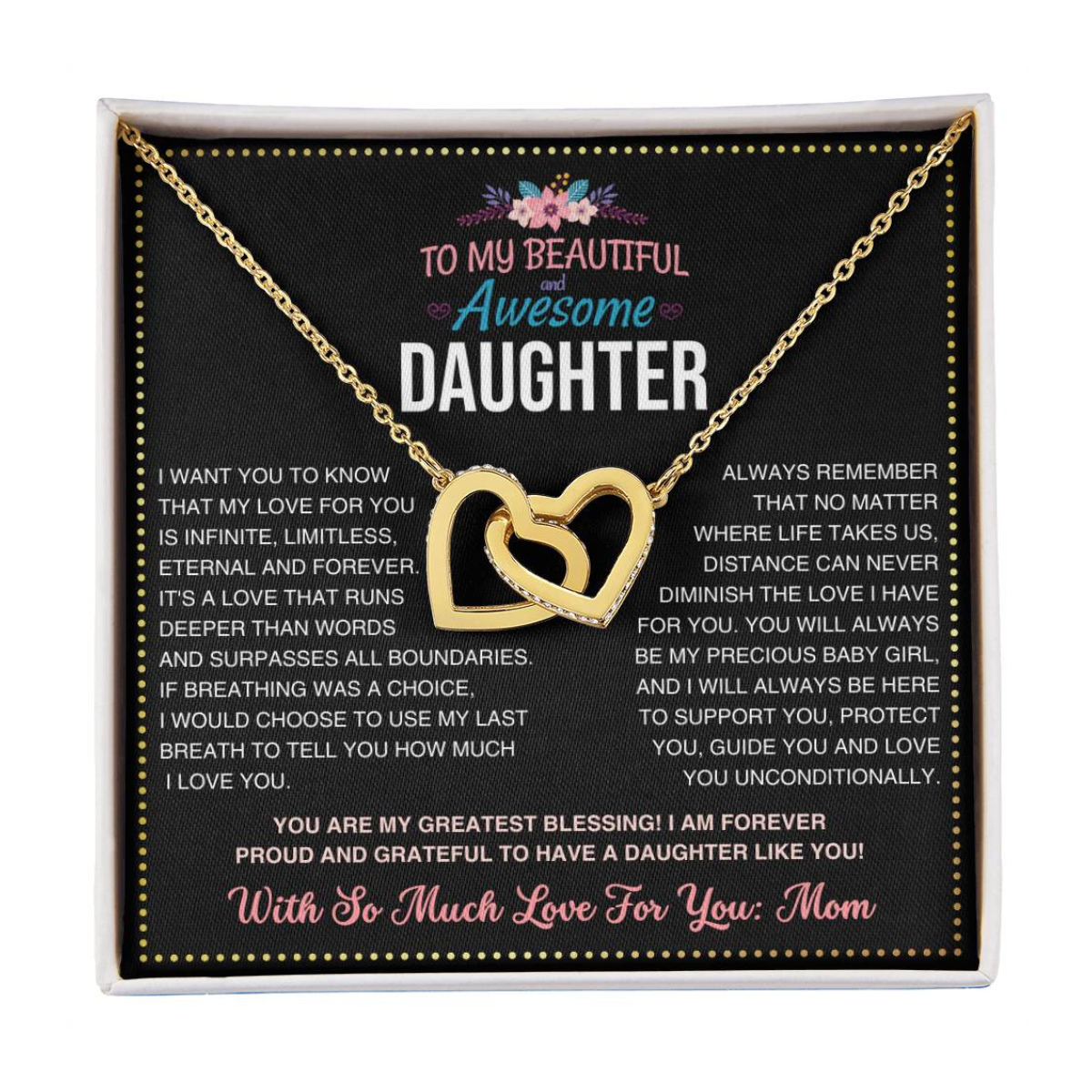 JGF Jewelry Gifts for Family Daughter Necklace From Mom Double Heart Necklaces For Women