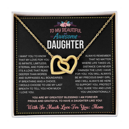JGF Jewelry Gifts for Family Daughter Necklace From Mom Double Heart Necklaces For Women