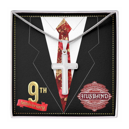 JGF Jewelry Gifts for Family 9th Wedding Anniversary For Him Husband Cross Necklace for Men