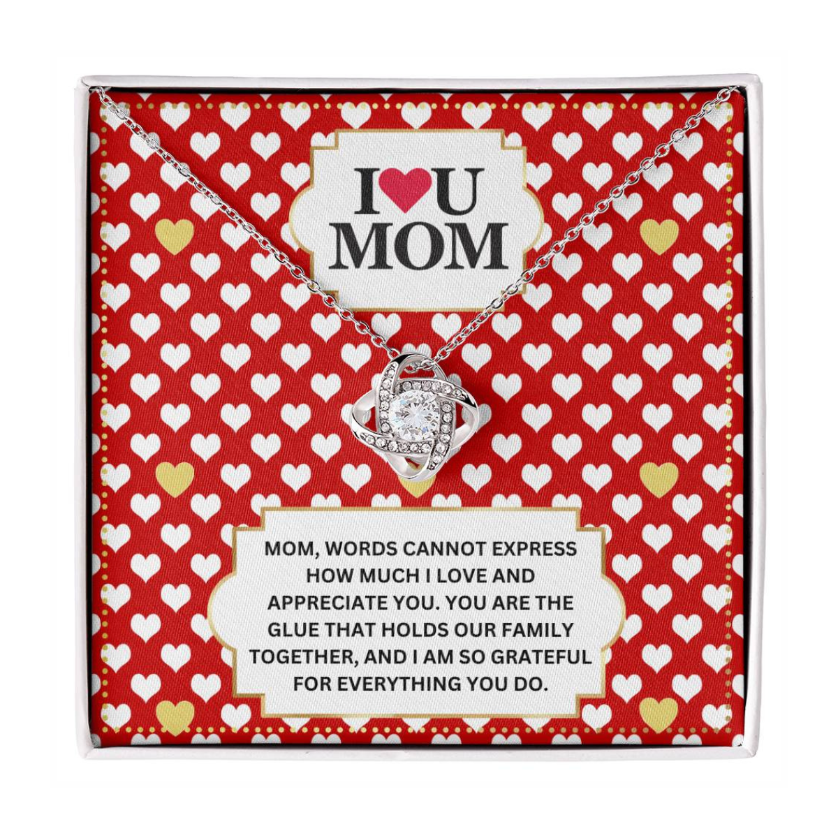 JGF Jewelry Gifts for Family I Love You Mom Message Card Necklace For Mommy