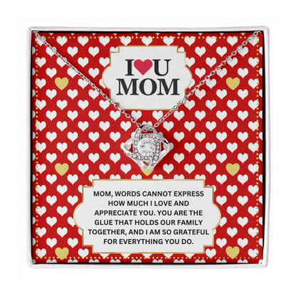 JGF Jewelry Gifts for Family I Love You Mom Message Card Necklace For Mommy
