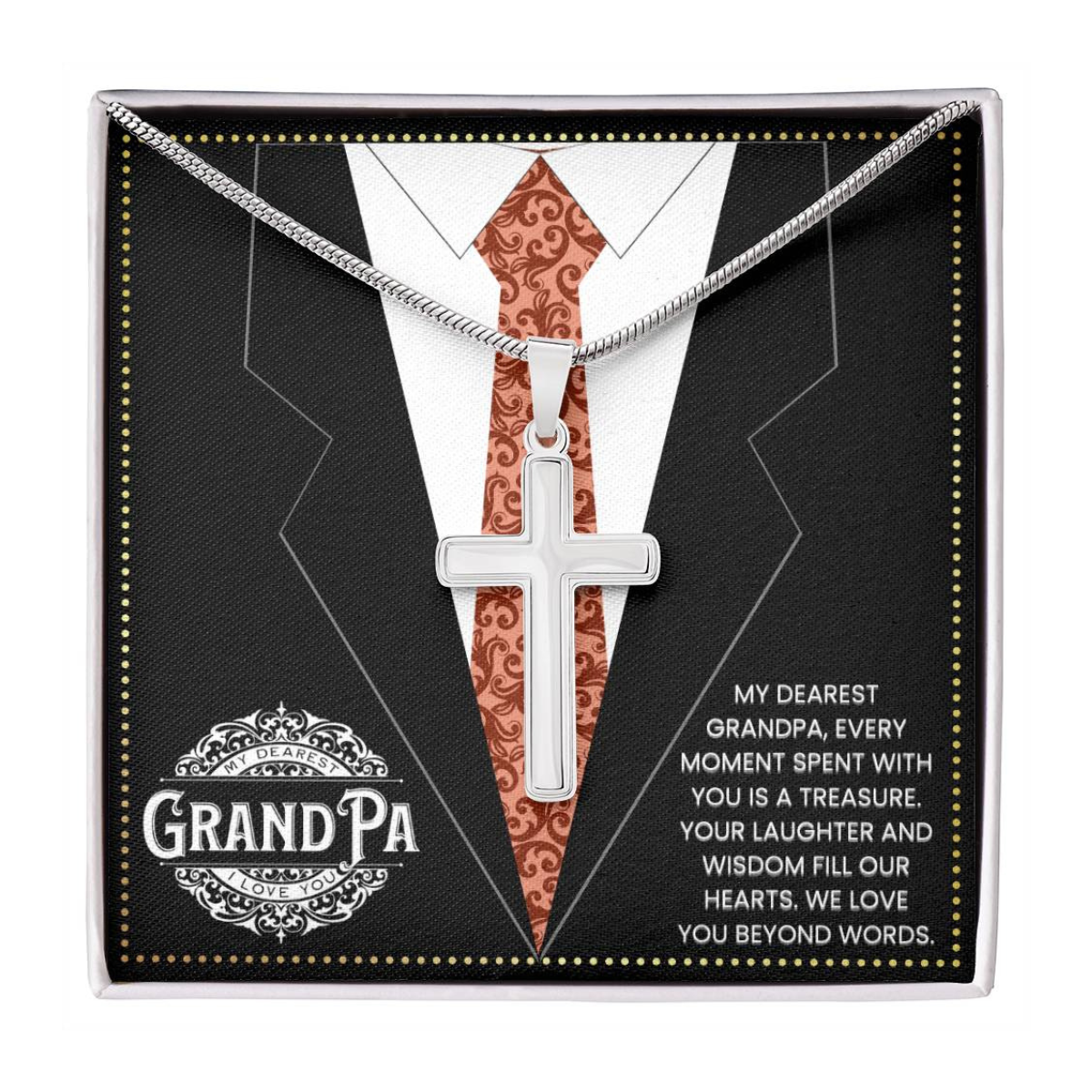 JGF Jewelry Gifts for Family Cross Necklace For Grandparent Men Gifts For grandpa Who Has Everything