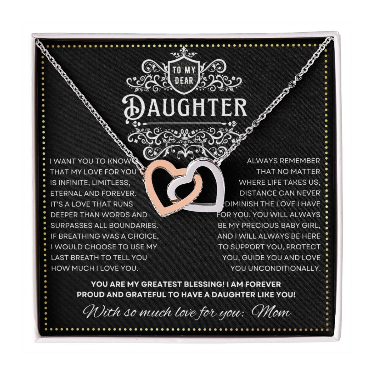 JGF Jewelry Gifts for Family 2 Hearts Intertwined Necklace Birthday Gifts For Daughter Adult From Mom