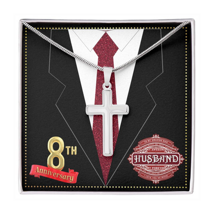 JGF Jewelry Gifts for Family 8th Wedding Anniversary For Him Husband Cross Necklace for Men