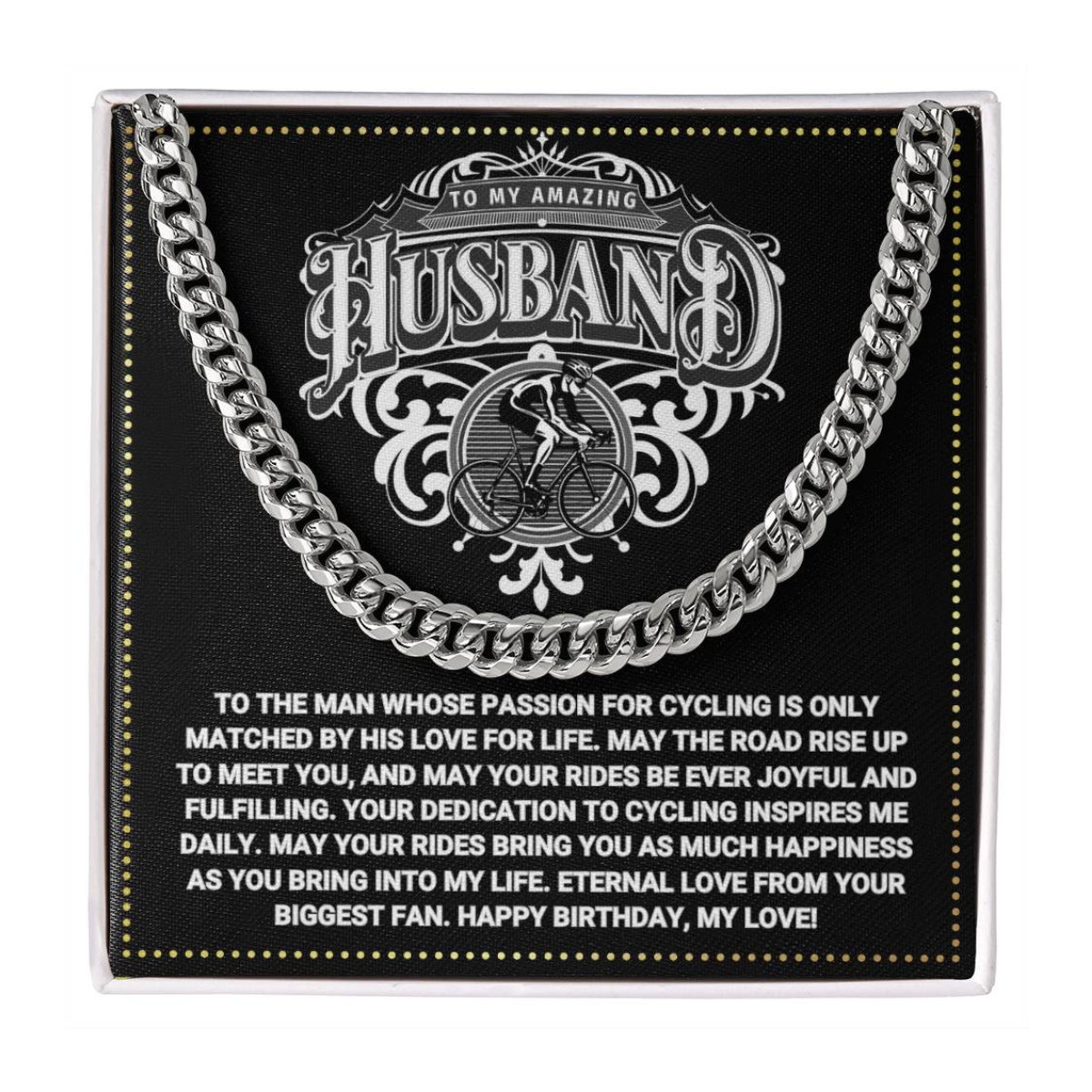 JGF Jewelry Gifts for Family Cyclist Husband Gifts Cuban Chain Necklace Silver