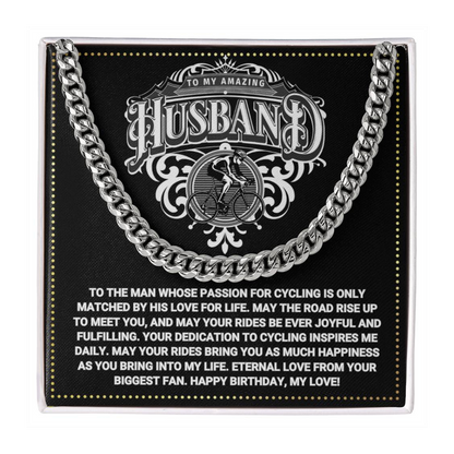 JGF Jewelry Gifts for Family Cyclist Husband Gifts Cuban Chain Necklace Silver