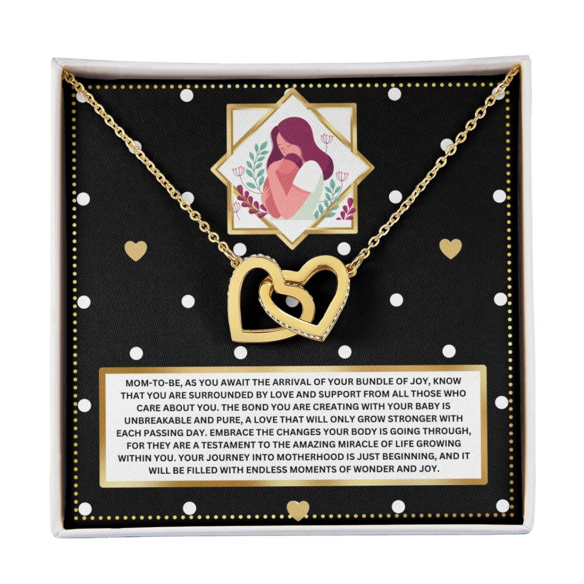 JGF Jewelry Gifts for Family Mom To Be Mothers Day Card Interlocking Heart Necklace