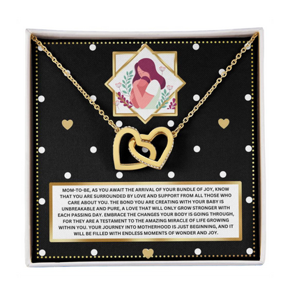 JGF Jewelry Gifts for Family Mom To Be Mothers Day Card Interlocking Heart Necklace