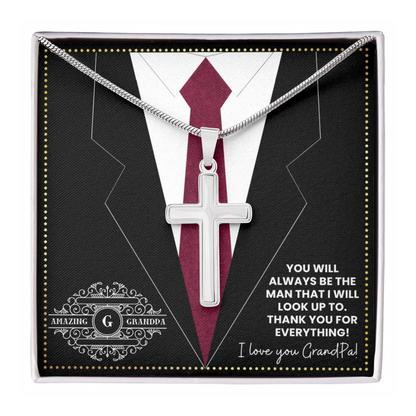 JGF Jewelry Gifts for Family Cross Necklace For Grandpa And Men I Love My Grandpa Gifts For Him