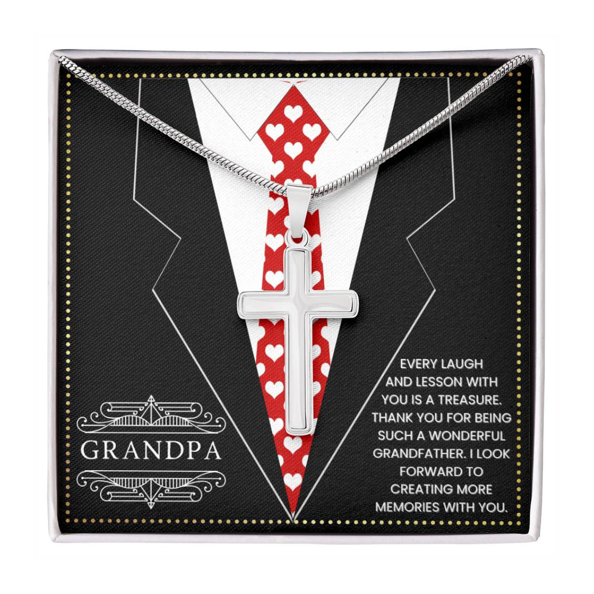 JGF Jewelry Gifts for Family Cross Necklace For Men Silver Grandpa Christian Gifts Religious