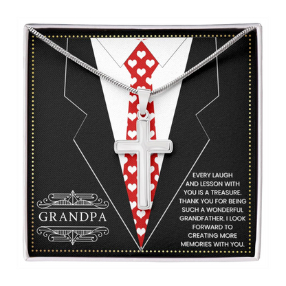 JGF Jewelry Gifts for Family Cross Necklace For Men Silver Grandpa Christian Gifts Religious