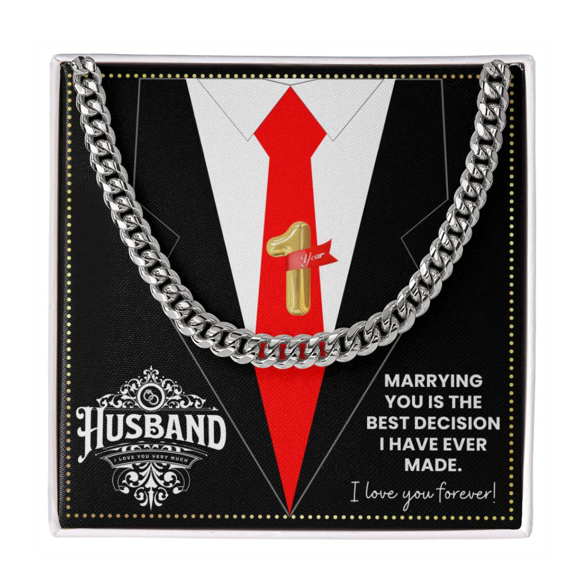 JGF Jewelry Gifts for Family 1st First Anniversary For Husband Chain Necklace For Men