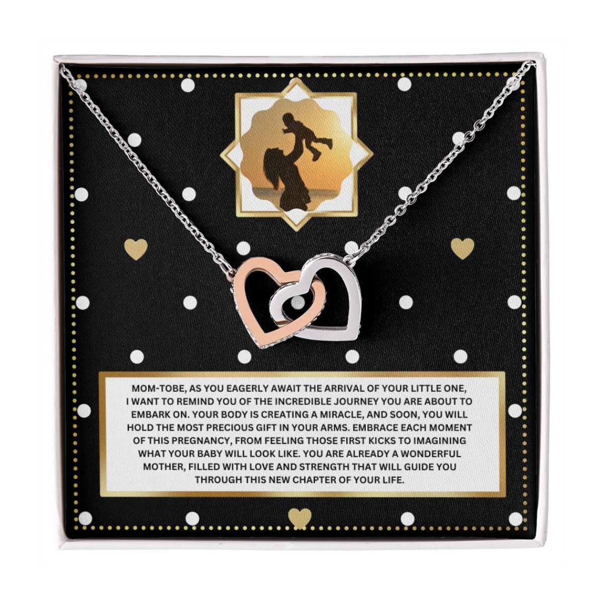 JGF Jewelry Gifts for Family Sterling Silver Interlocking Heart Necklace Mom To Be Card Mothers Day