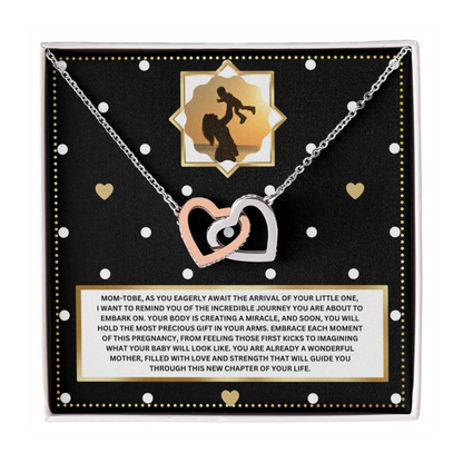 JGF Jewelry Gifts for Family Sterling Silver Interlocking Heart Necklace Mom To Be Card Mothers Day