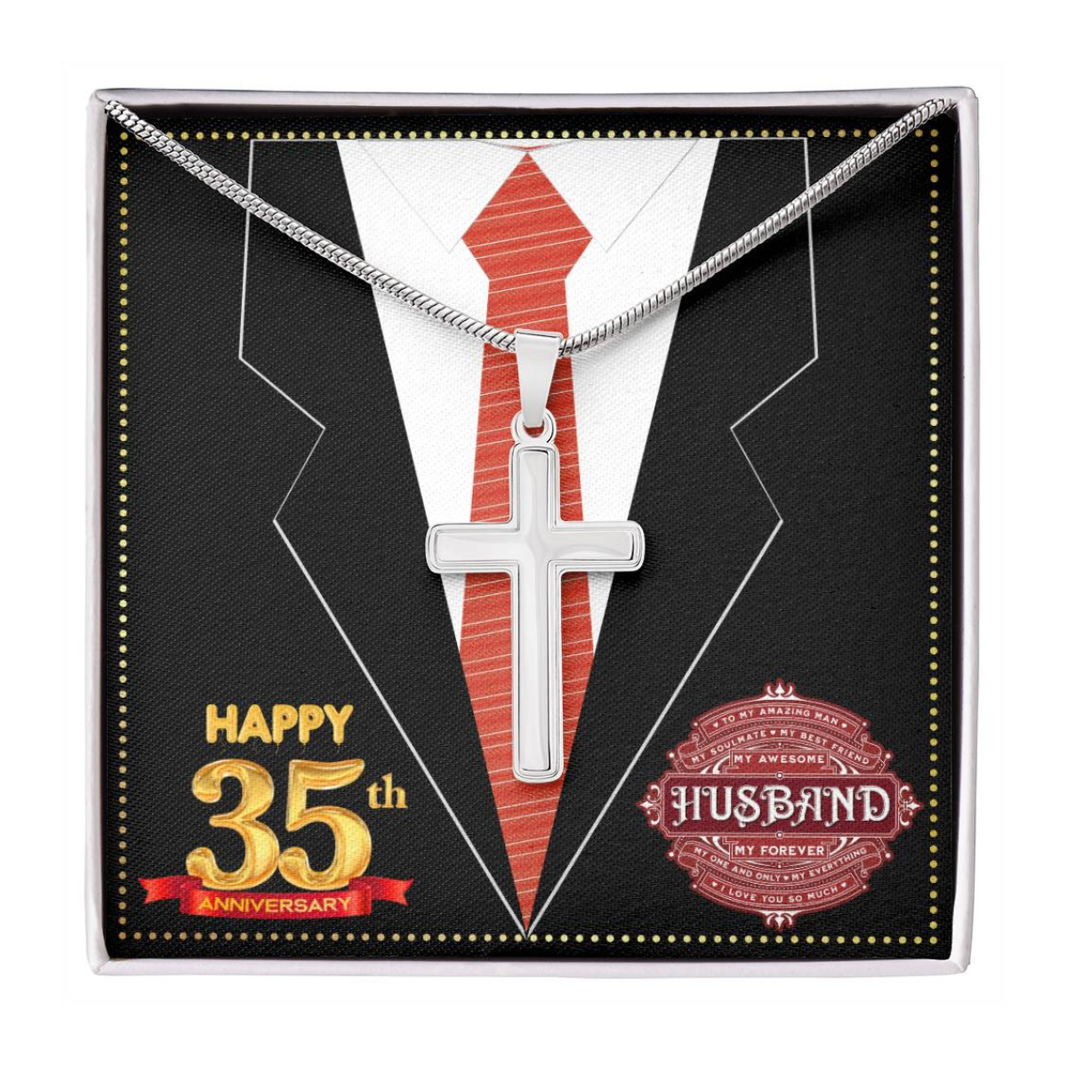 JGF Jewelry Gifts for Family 35th Anniversary Card For Men Him Husband