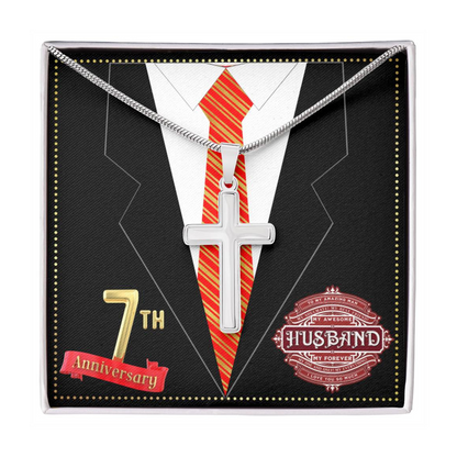 JGF Jewelry Gifts for Family 7th Wedding Anniversary For Him Husband Cross Necklace for Men