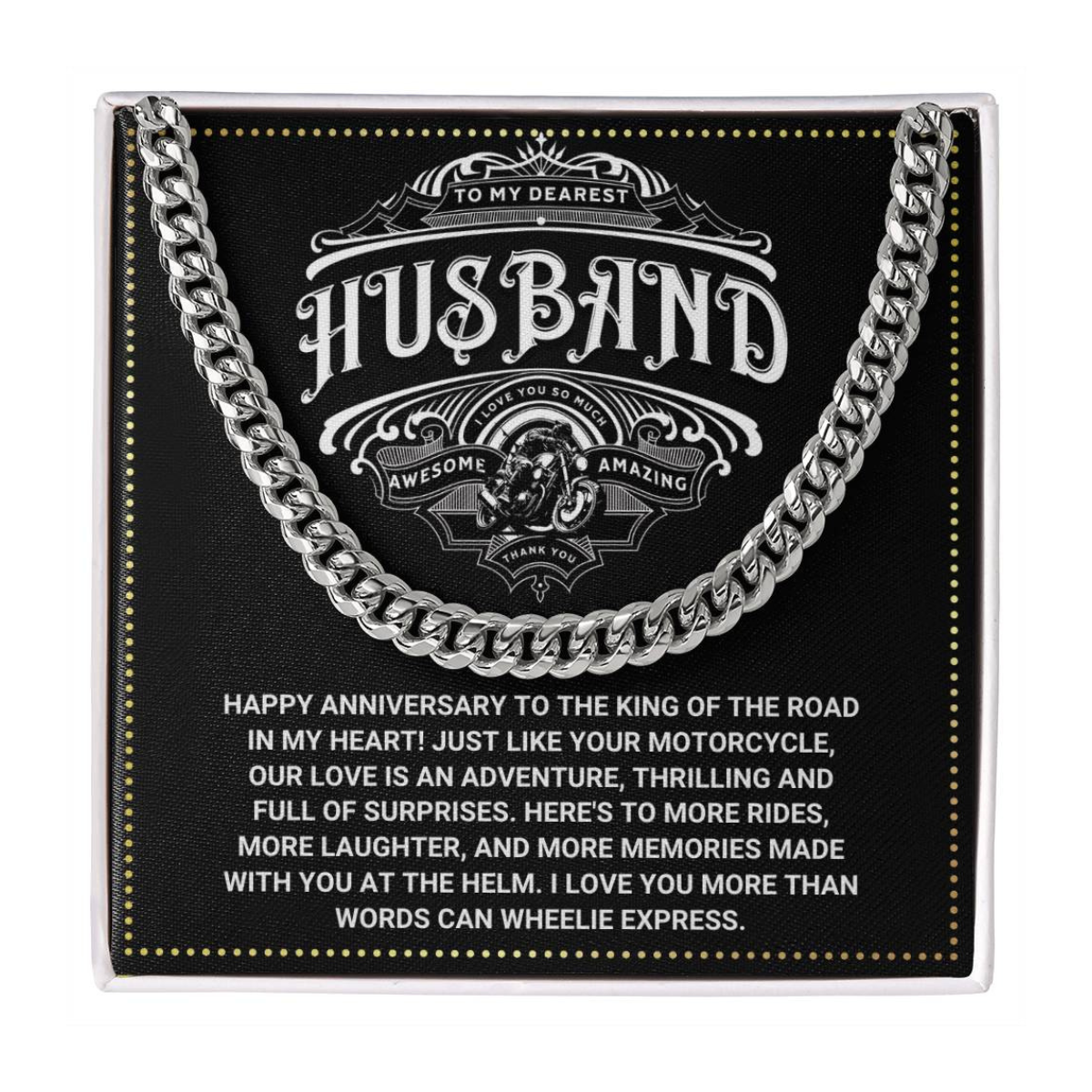 JGF Jewelry Gifts for Family Motorcycle Husband Gifts 50 Cuban Necklace From Wife