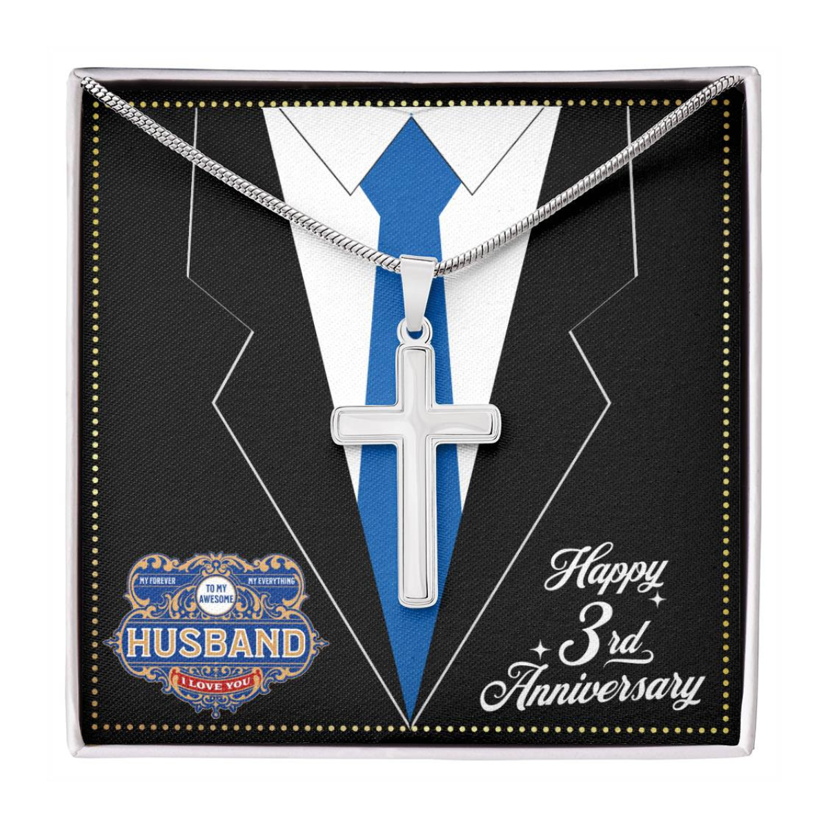 JGF Jewelry Gifts for Family 3 Year 3rd Wedding Anniversary For Him Husband