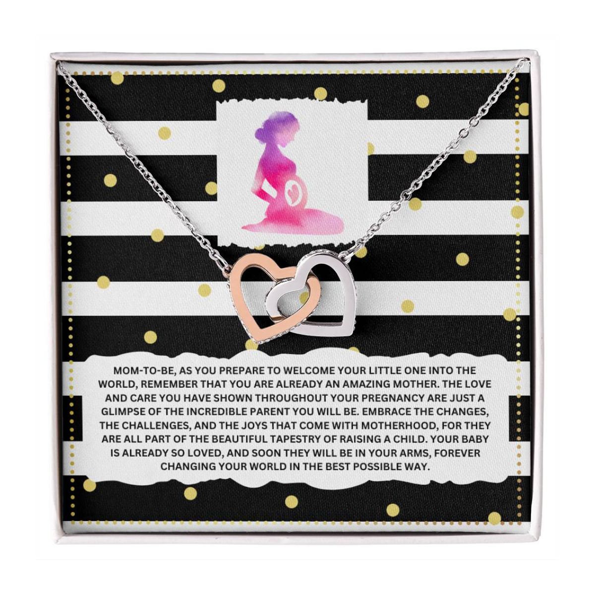 JGF Jewelry Gifts for Family Interlocking Heart Necklace Mom To Be Card Mothers Day