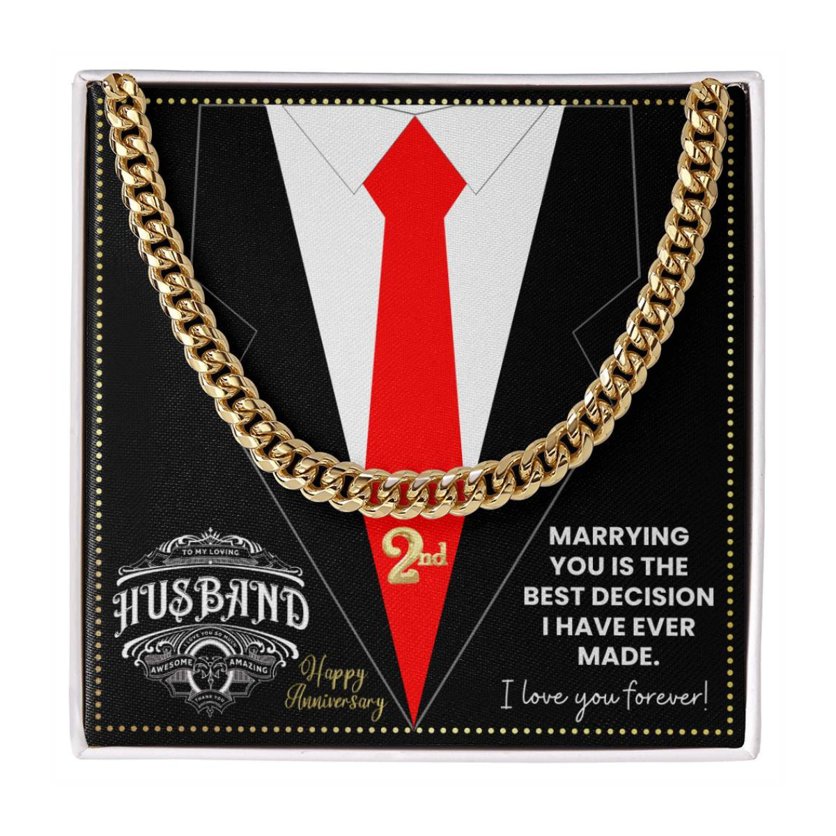 JGF Jewelry Gifts for Family 2nd Anniversary For Husband Chain Necklace For Men