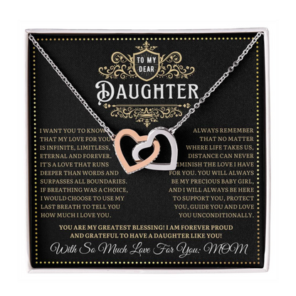 JGF Jewelry Gifts for Family Gifts For Daughter From Mom Far Away Intertwined Double Hearts Necklace
