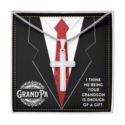 JGF Jewelry Gifts for Family grandpa Birthday Card From Child Grandson Cross Necklace For Men