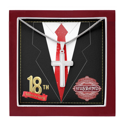 JGF Jewelry Gifts for Family 18th Wedding Anniversary For Him Husband Cross Necklace for Men