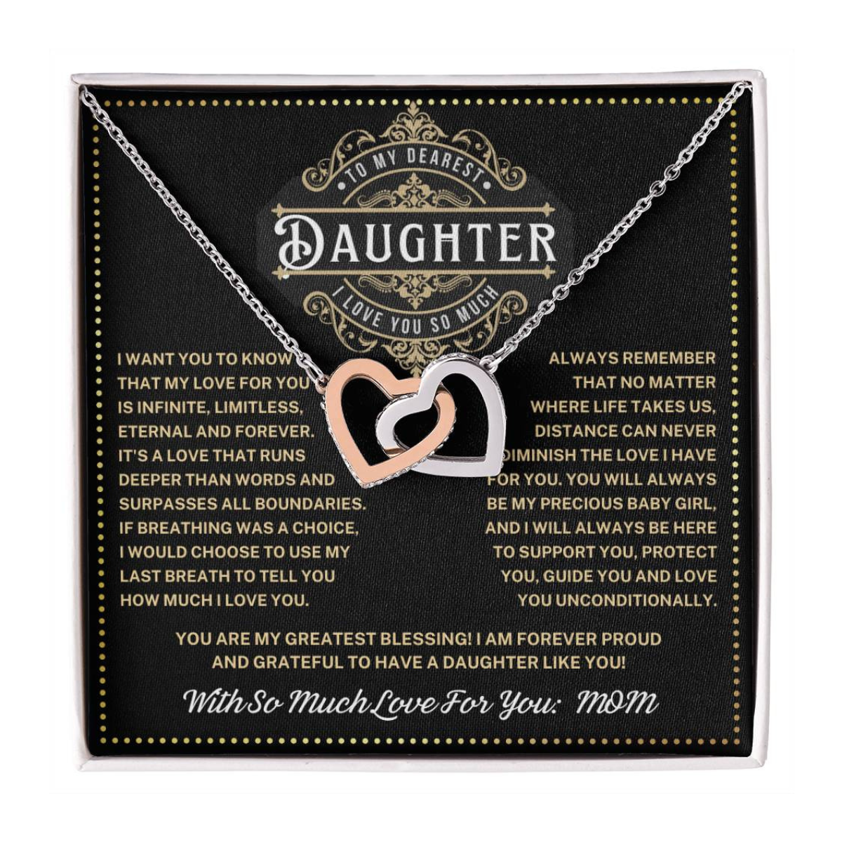 JGF Jewelry Gifts for Family Interlocking Heart Necklace To Our Daughter Gifts From Mom And Dad