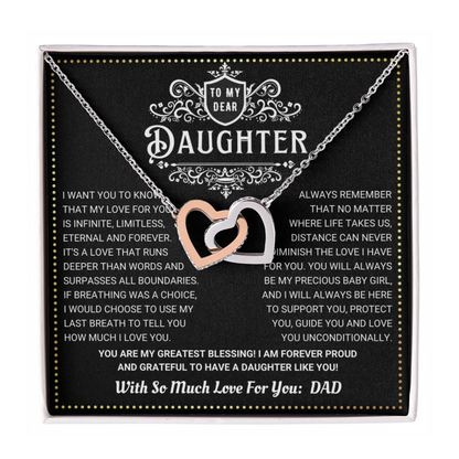 JGF Jewelry Gifts for Family 2 Hearts Connected Necklace 18th Birthday Card Daughter From Dad