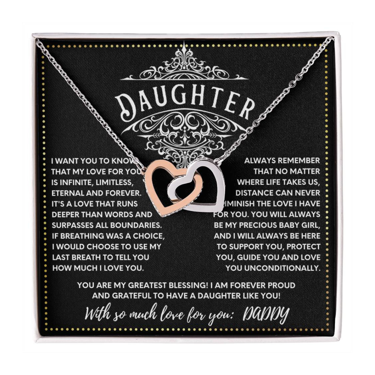 JGF Jewelry Gifts for Family Interlocking Necklace Silver College Graduation Gifts For Daughter From Dad