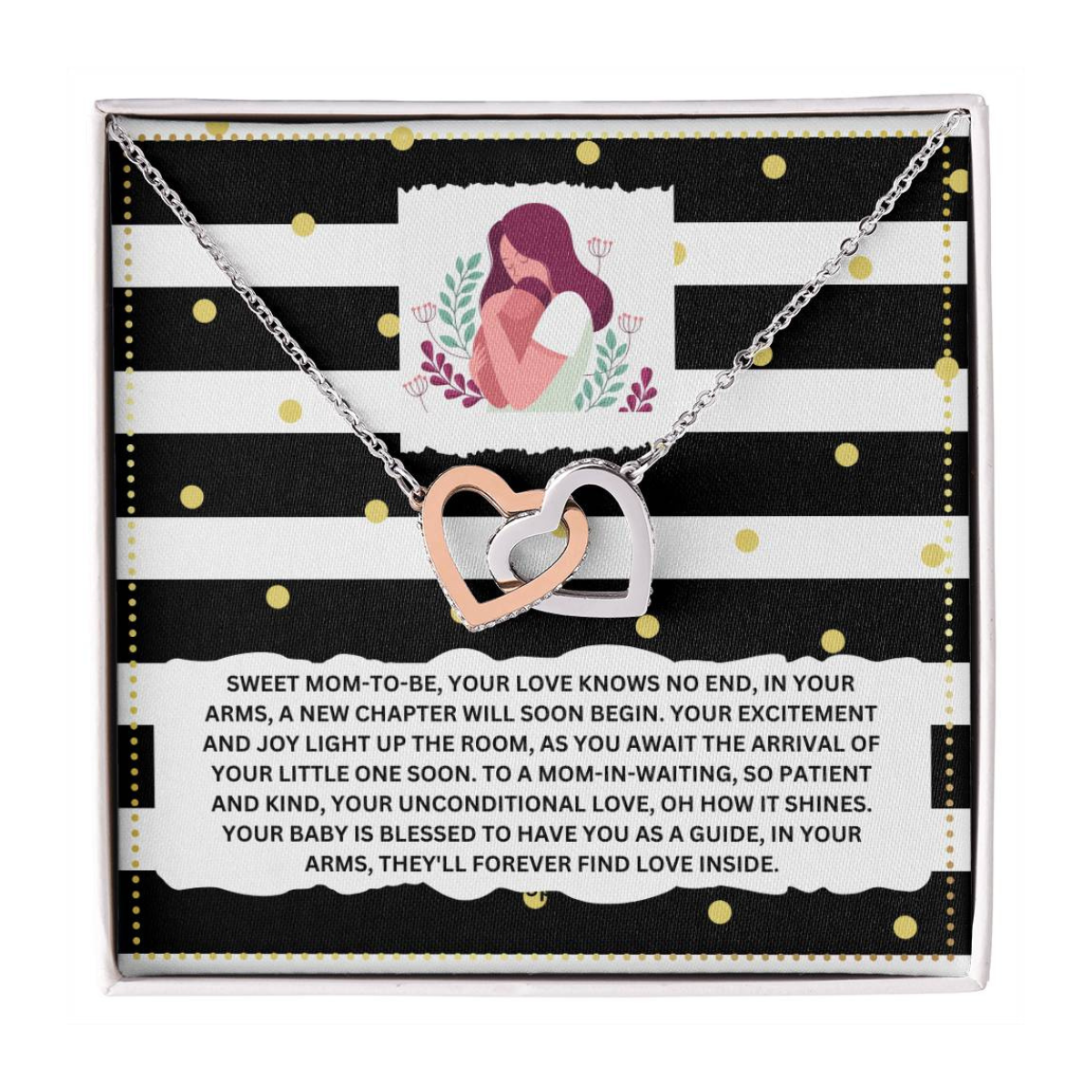 JGF Jewelry Gifts for Family Interlocking Heart Necklace New Mom Gifts After Birth Basket