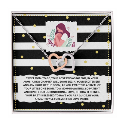 JGF Jewelry Gifts for Family Interlocking Heart Necklace New Mom Gifts After Birth Basket