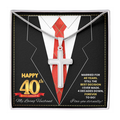 JGF Jewelry Gifts for Family Happy 40th Anniversary For Husband Cross Necklace For Men