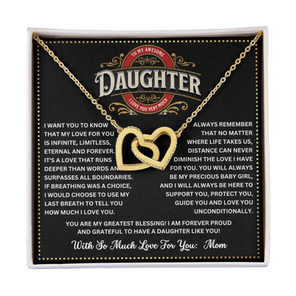 JGF Jewelry Gifts for Family Double Heart To My Daughter Necklace From Mom